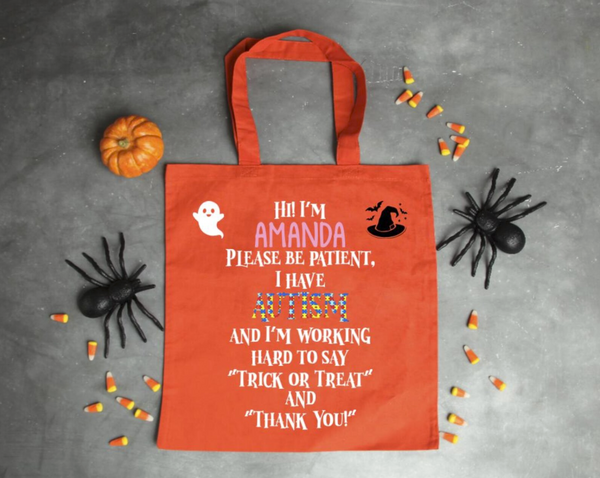 Autism Halloween Bag - Non-Verbal or Verbal Trick Or Treat Bag - Special Needs