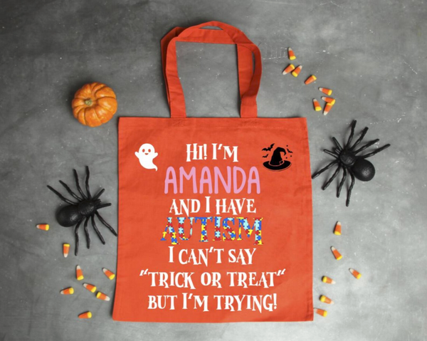 Autism Halloween Bag - Non-Verbal or Verbal Trick Or Treat Bag - Special Needs