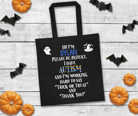 Autism Halloween Bag - Non-Verbal or Verbal Trick Or Treat Bag - Special Needs