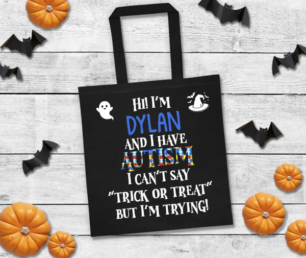 Autism Halloween Bag - Non-Verbal or Verbal Trick Or Treat Bag - Special Needs