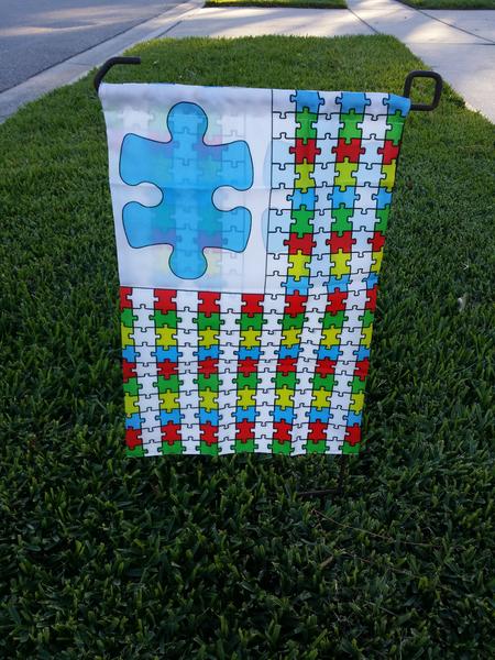 Autism Puzzle Pieces GARDEN Flag